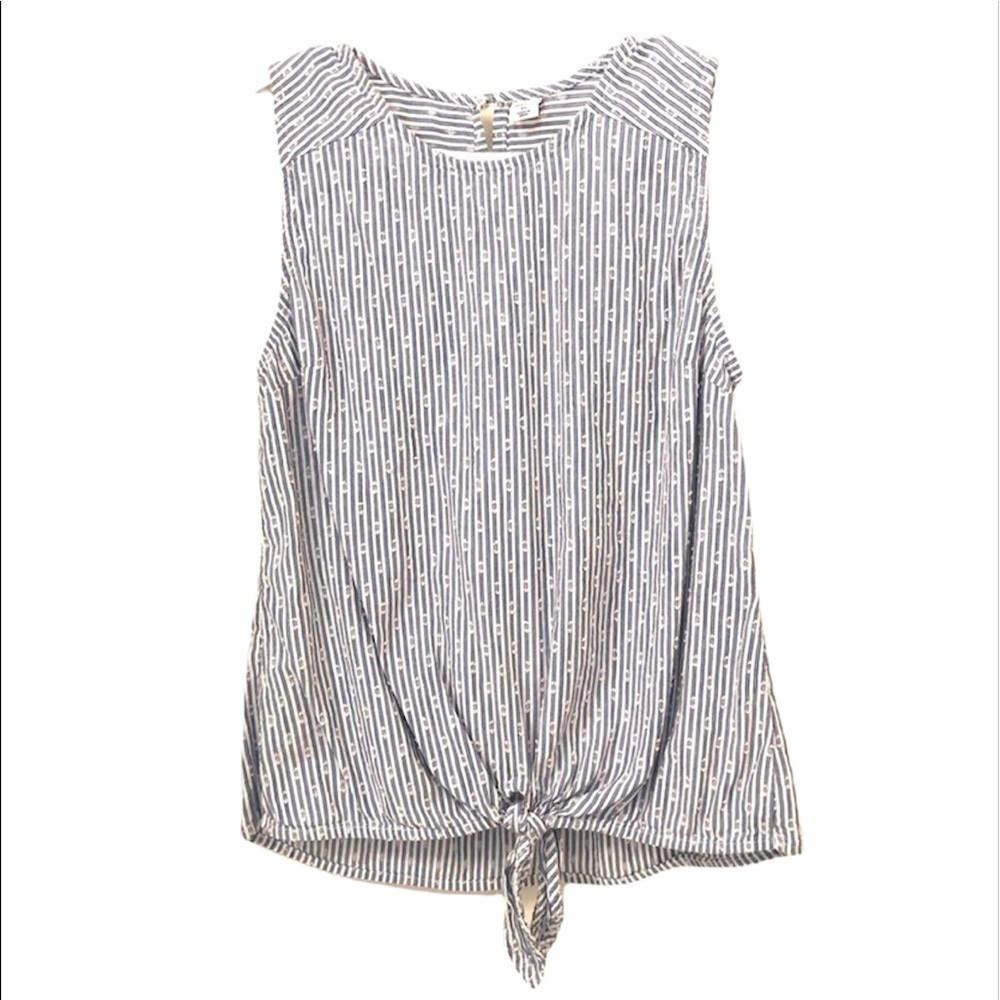 2/$15 Old Navy - Blue & White Striped Tie Front Sleeveless Top Size XS Blouse